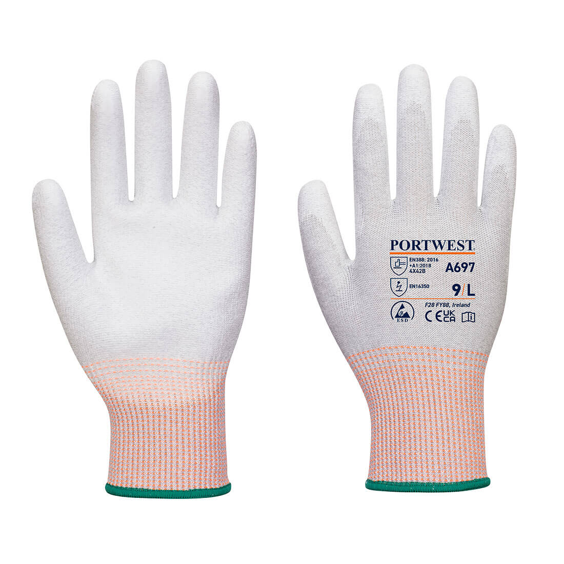 Portwest LR13 ESD PU tenyérmártott kesztyű (12 pár)