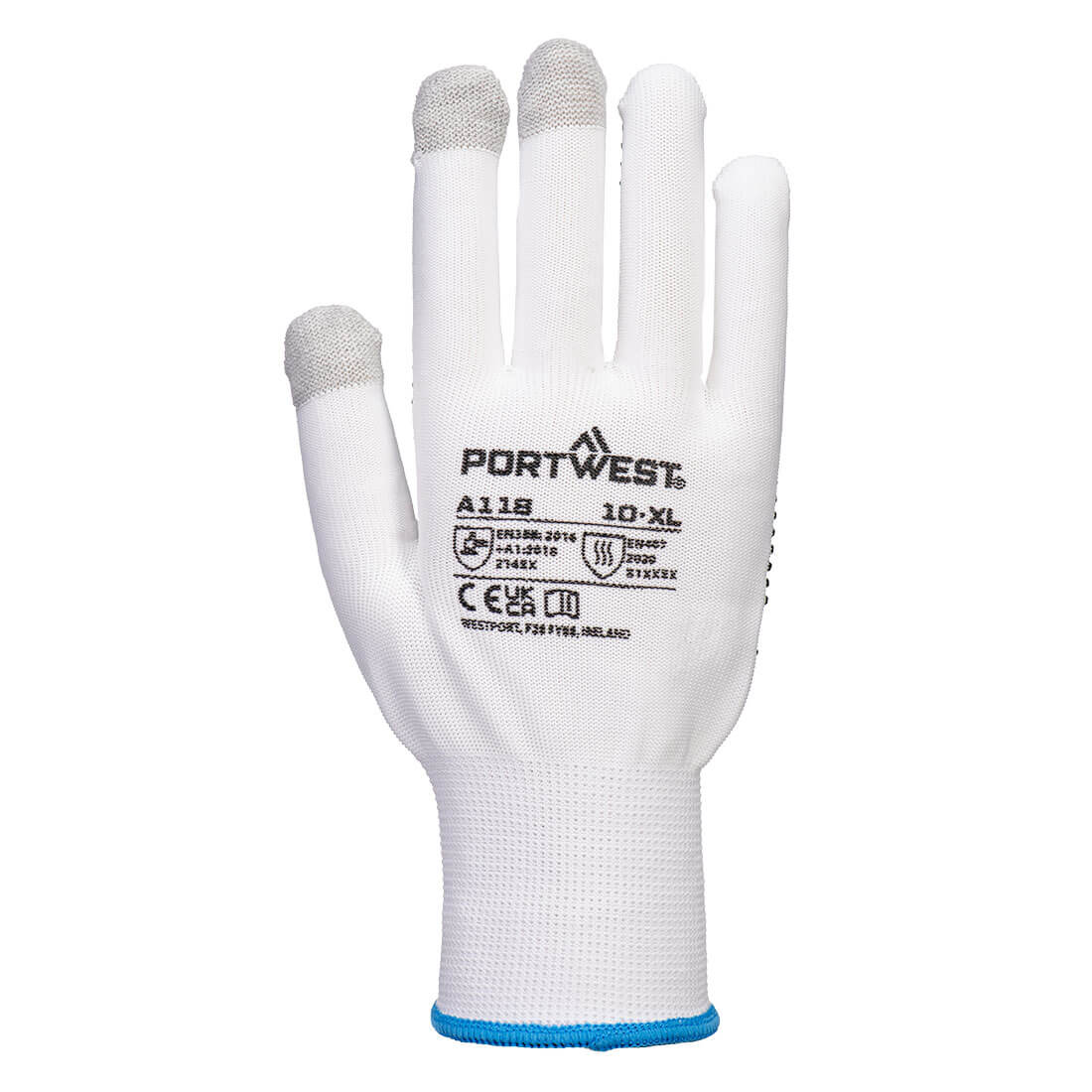 Portwest Grip 13 PVC pöttyös érintőképernyős kesztyű (12 pár) - Image 2